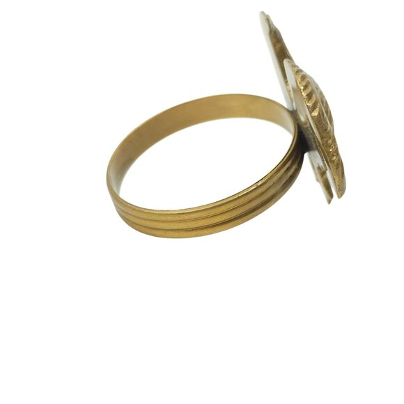 Brass Rooster Napkin Rings 4 Chicken Country Farmhouse Kitchen Decor 1.5"x1.5" - Picture 5 of 12